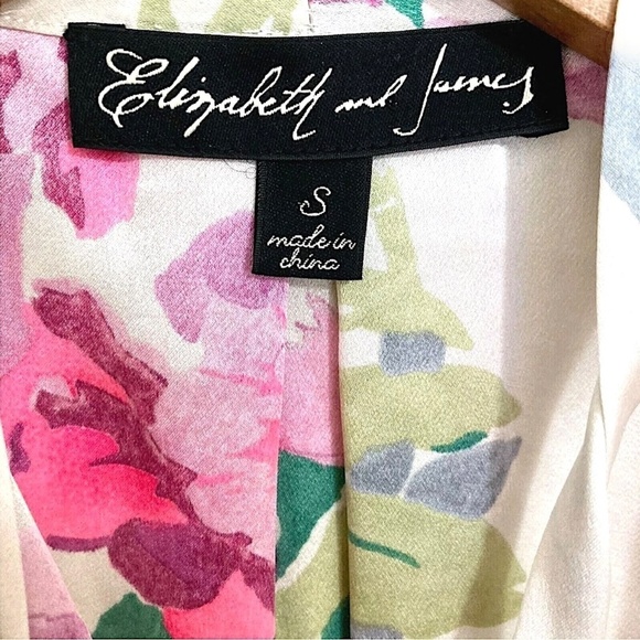 Elizabeth & James Floral Silk Charmeuse Tie Neck Sleeveless Blouse Top - Picture 6 of 13